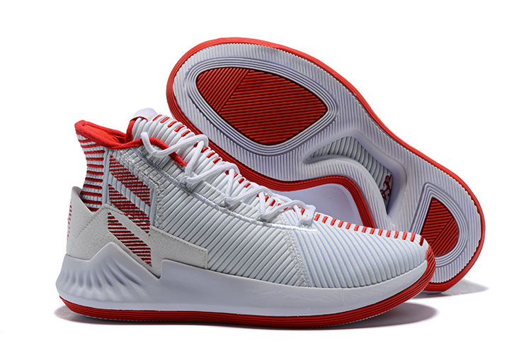 2018 Adidas D Rose 9 White/Red Men's Basketball Shoes