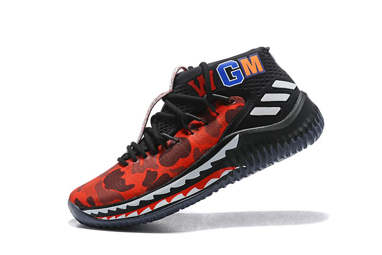 2018 BAPE x Adidas Dame 4 "Red Camo" Black/Red/White