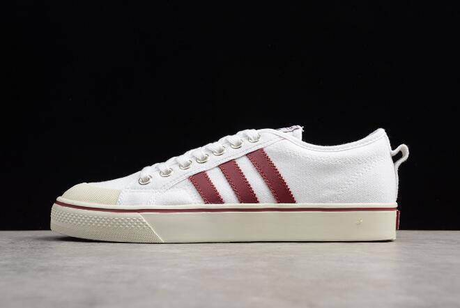 Mens and WMNS Adidas Nizza White/Red Canvas Shoes CQ2328