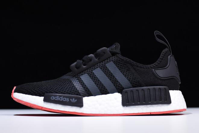 New Adidas NMD R1 Black/Carbon-Trace Scarlet Men's Running Shoes CQ2413