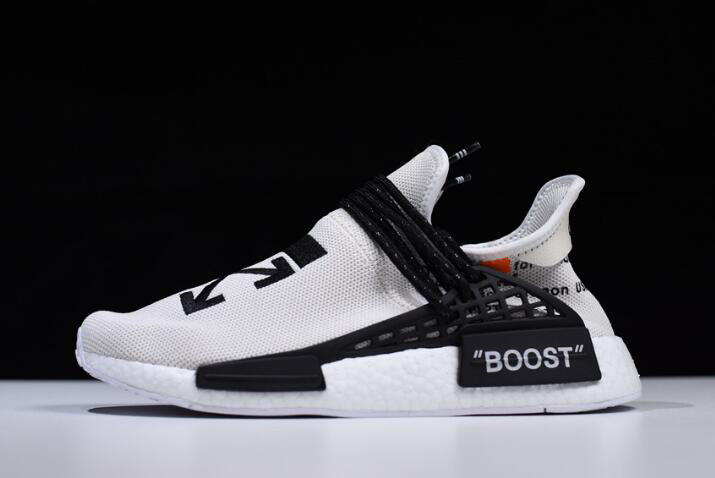 Virgil Abloh OFF-WHITE x Pharrell x Adidas NMD Hu Race Trail Light Grey/Black-White F99768