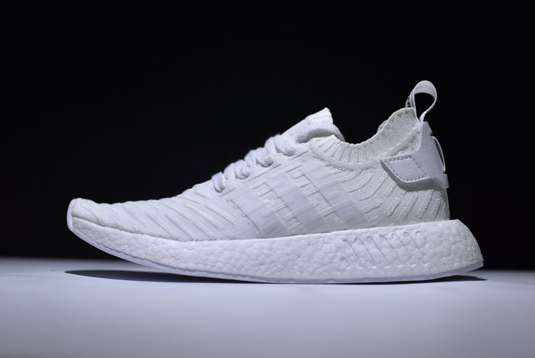Men's Adidas Originals NMD R2 Primeknit White Red BA7240
