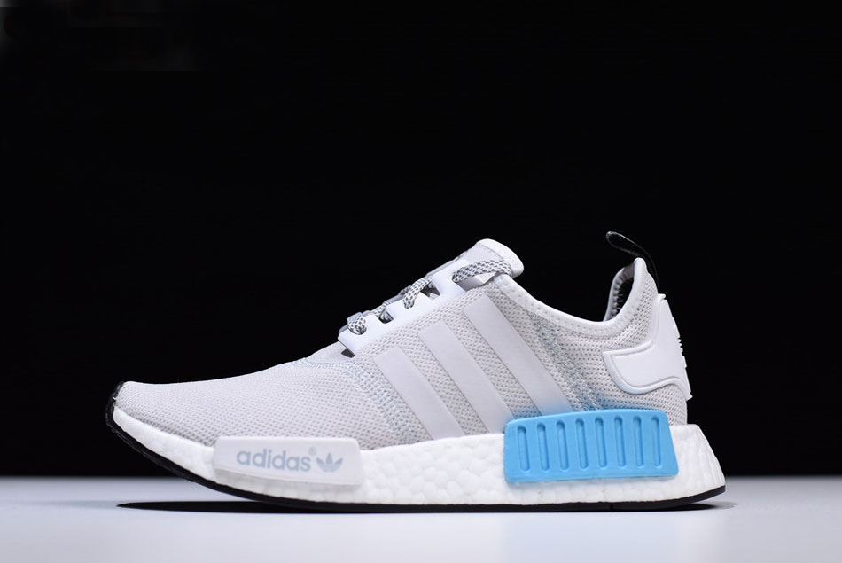 New Adidas NMD R1 Runner Light Grey/White-Blue Men's and Women's Shoes S31511