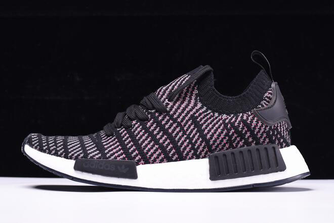New Adidas NMD R1 STLT Primeknit Core Black/Pink-White CQ2386