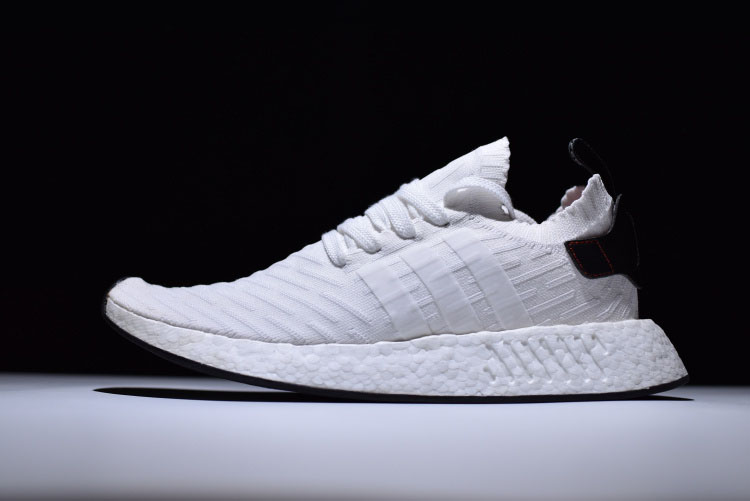 New Adidas NMD R2 Primeknit FTWR White/Core Black-Red Men's Size BY3015