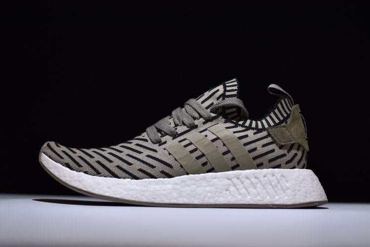 New Adidas NMD R2 Primeknit Olive Green/Trace Cargo BA7198