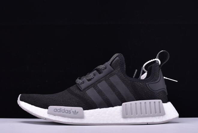 New Adidas NMD R1 Primeknit "Black Reflective" Black/Grey-White CQ0759