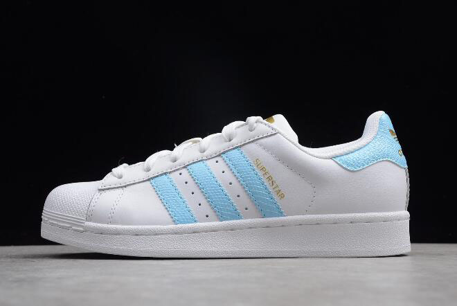 Women's Adidas Superstar White/Blue/Metallic-Gold CQ1887