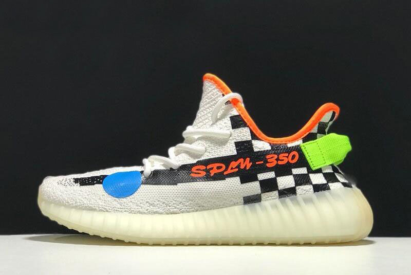 2018 Custom Off-White x Adidas Yeezy Boost 350 V2 Cream White Checkerboard