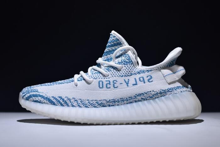 New Adidas Yeezy Boost 350 V2 "Blue Zebra" White Teal Blue Zebra