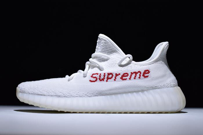 Supreme x Adidas Yeezy Boost 350 V2 White Red Shoes